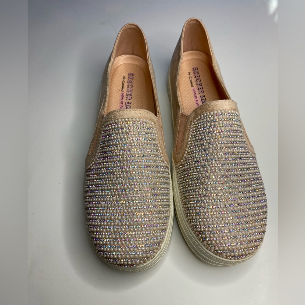 Skechers Street Rhinestone Slip On Sneakers Rose Gold